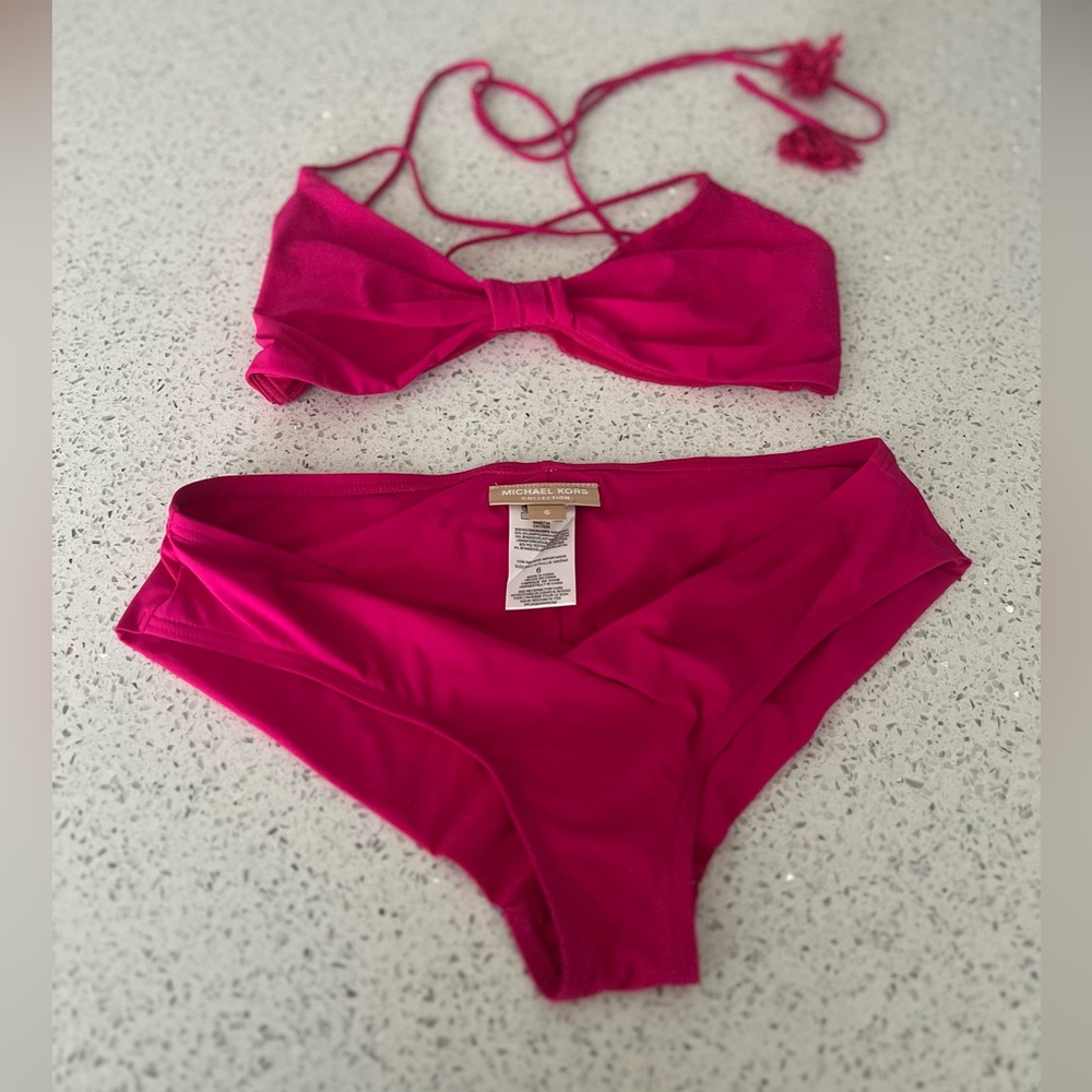 Michael Kors MK Pink Tassel Bikini  Top ONLY 12